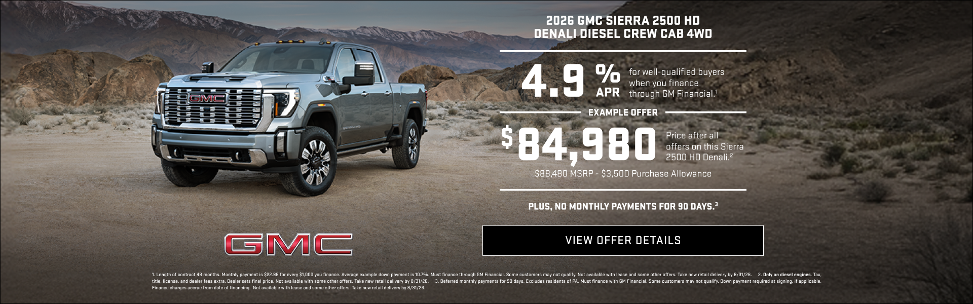 4.9% APR for well-qualified buyers when you finance through GM Financial.1

Plus,

Example offer:...